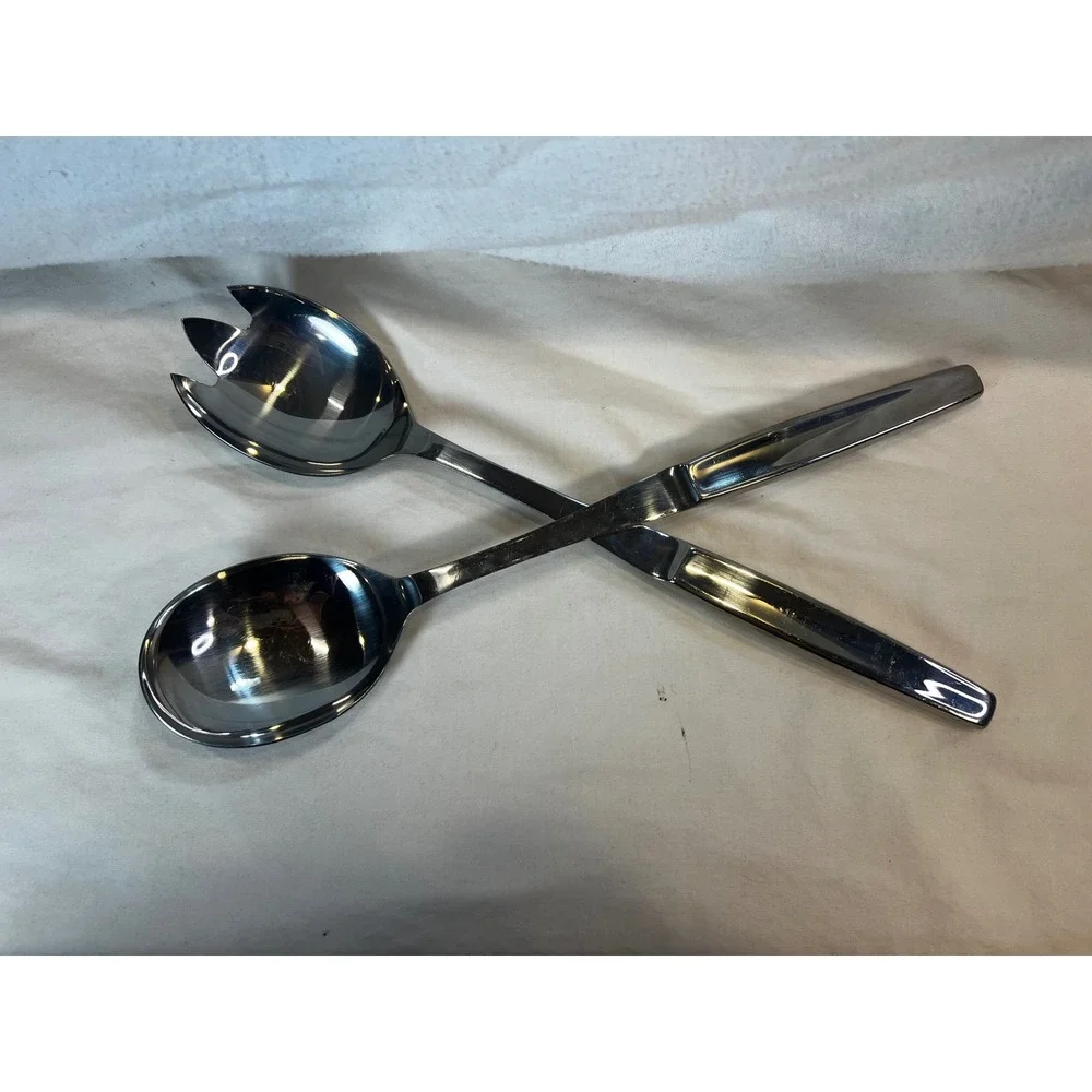 Intedge Stainless Steel Salad Serving Set Hammered Handle Japan 2pc 12.5